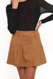 Charles Faux Suede Mini Skirt Camel