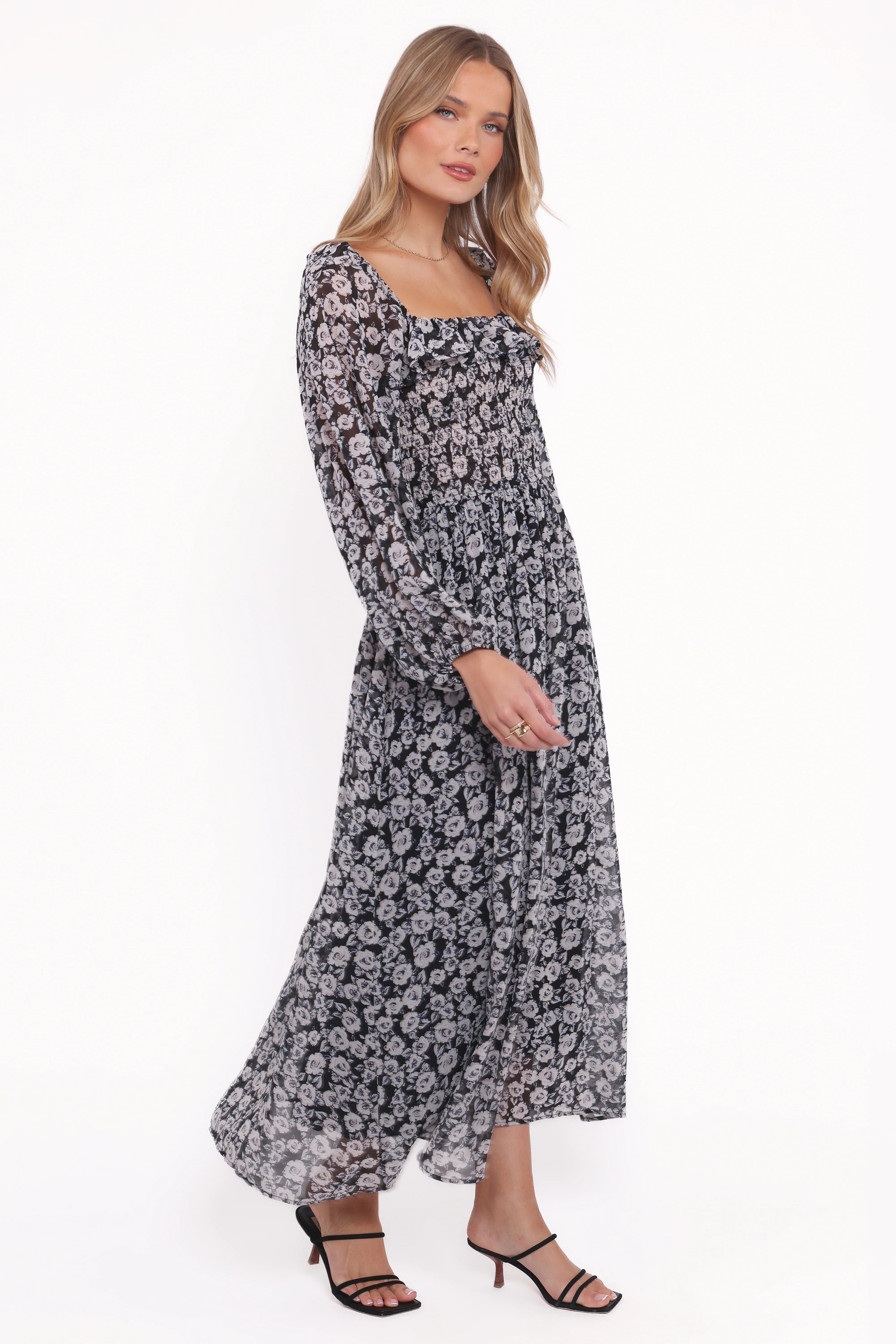 Faith Long Sleeve Maxi Dress Black Floral