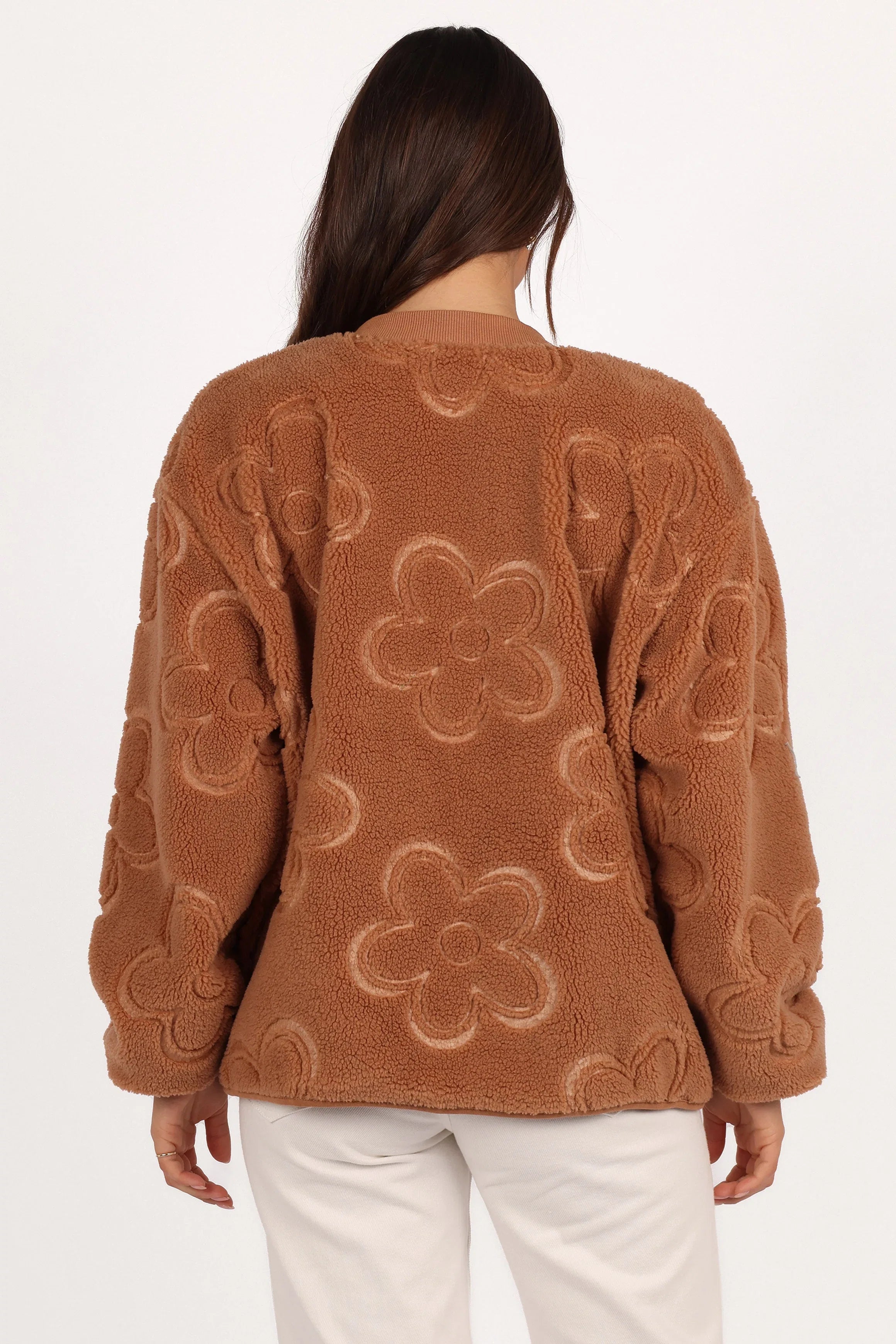 Lasky Flower Pattern Button Down Jacket Camel
