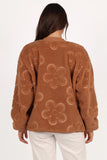 Lasky Flower Pattern Button Down Jacket Camel