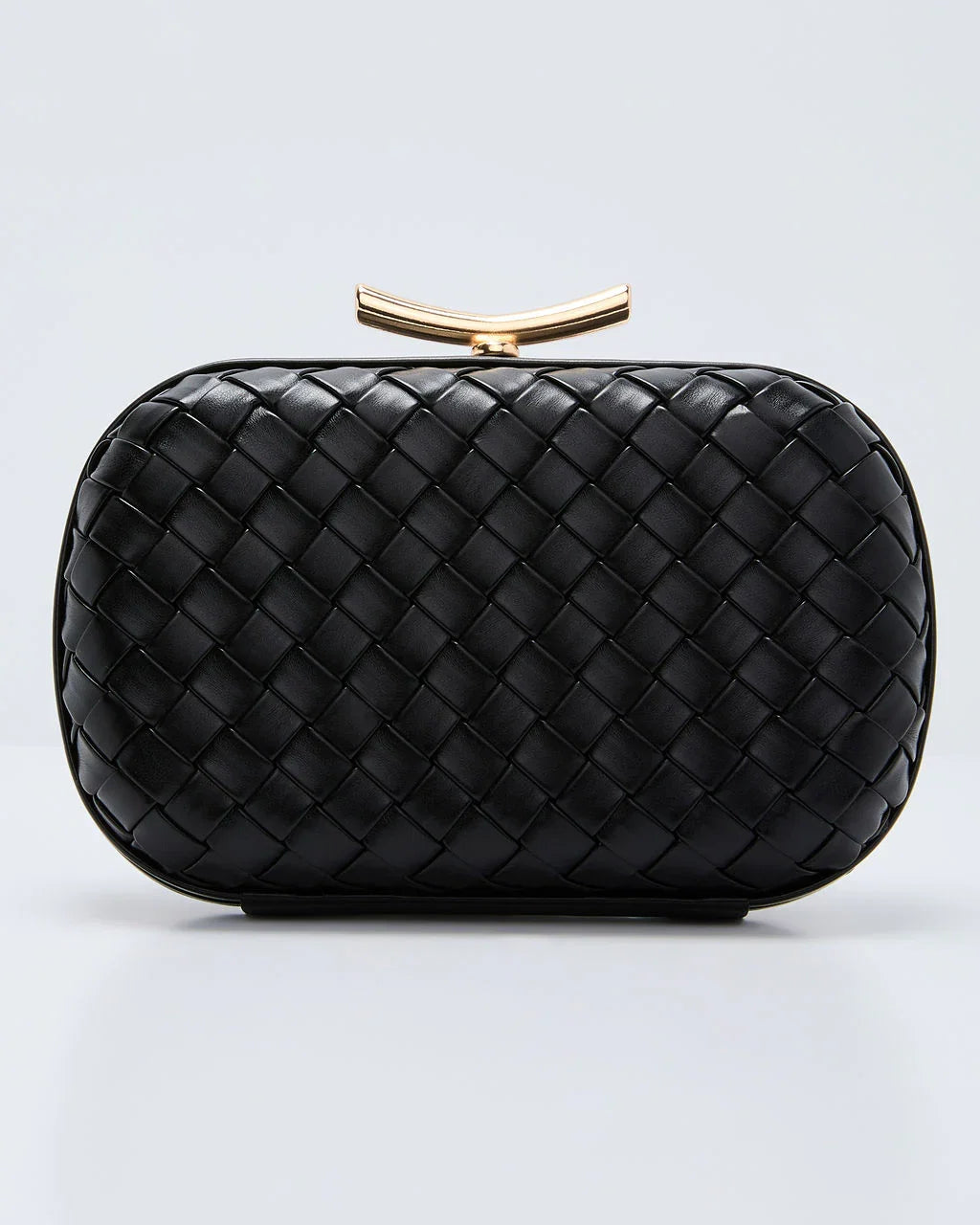 Invitation Only Faux Leather Woven Hard Case Clutch