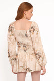 Greta Long Sleeve Romper Beige Floral