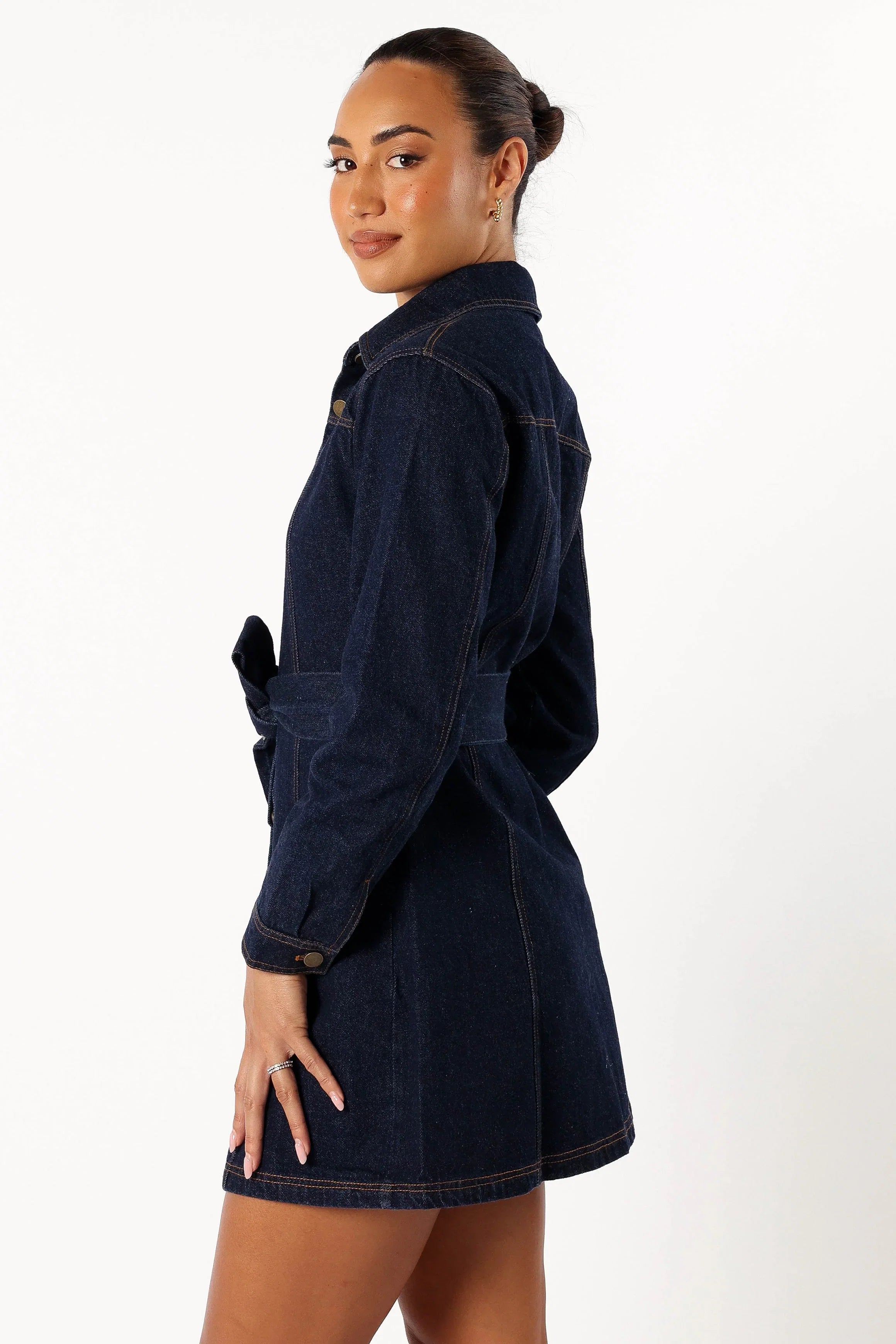 Natala Long Sleeve Mini Dress Denim
