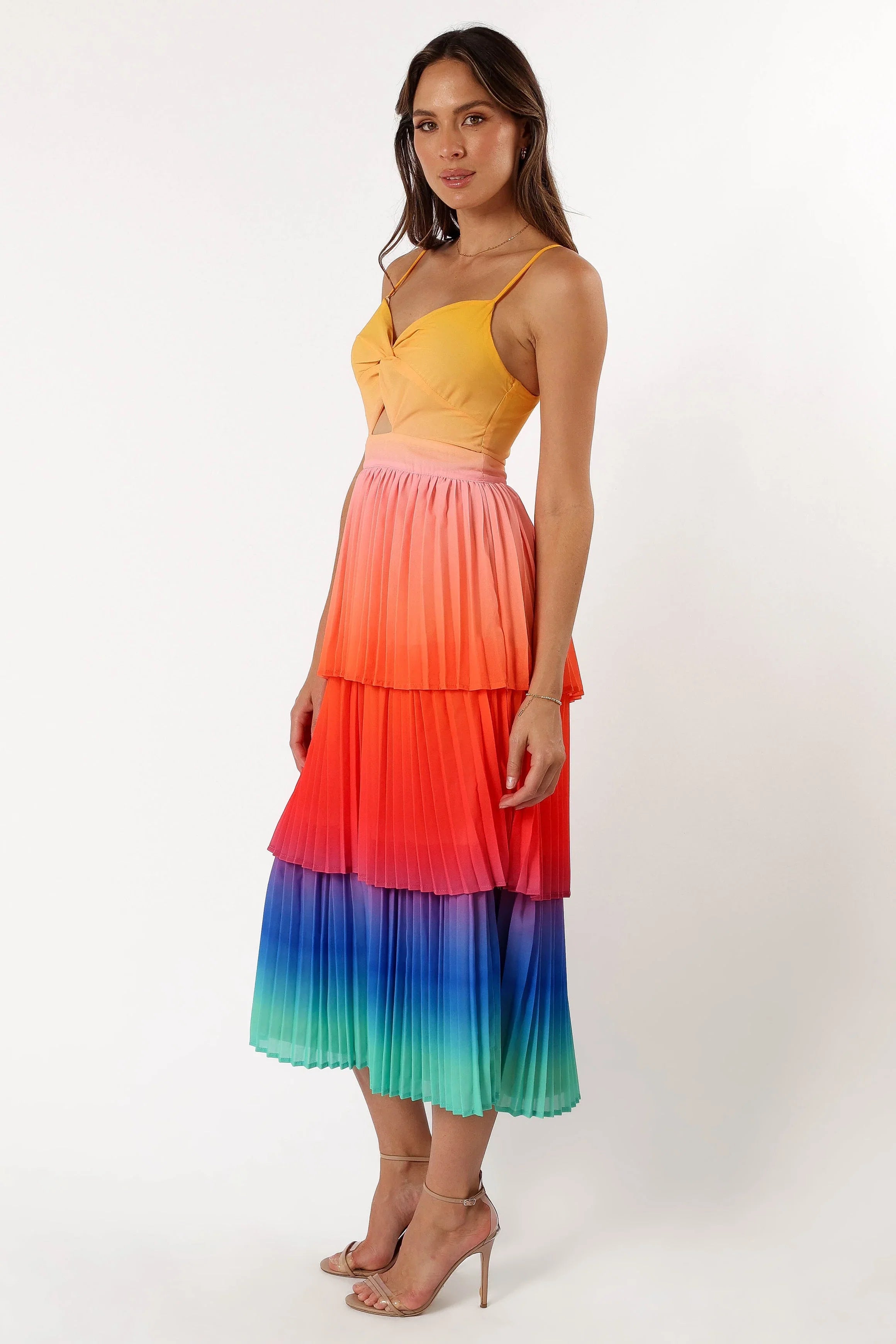 Lanos Tiered Midi Dress Multicoloured