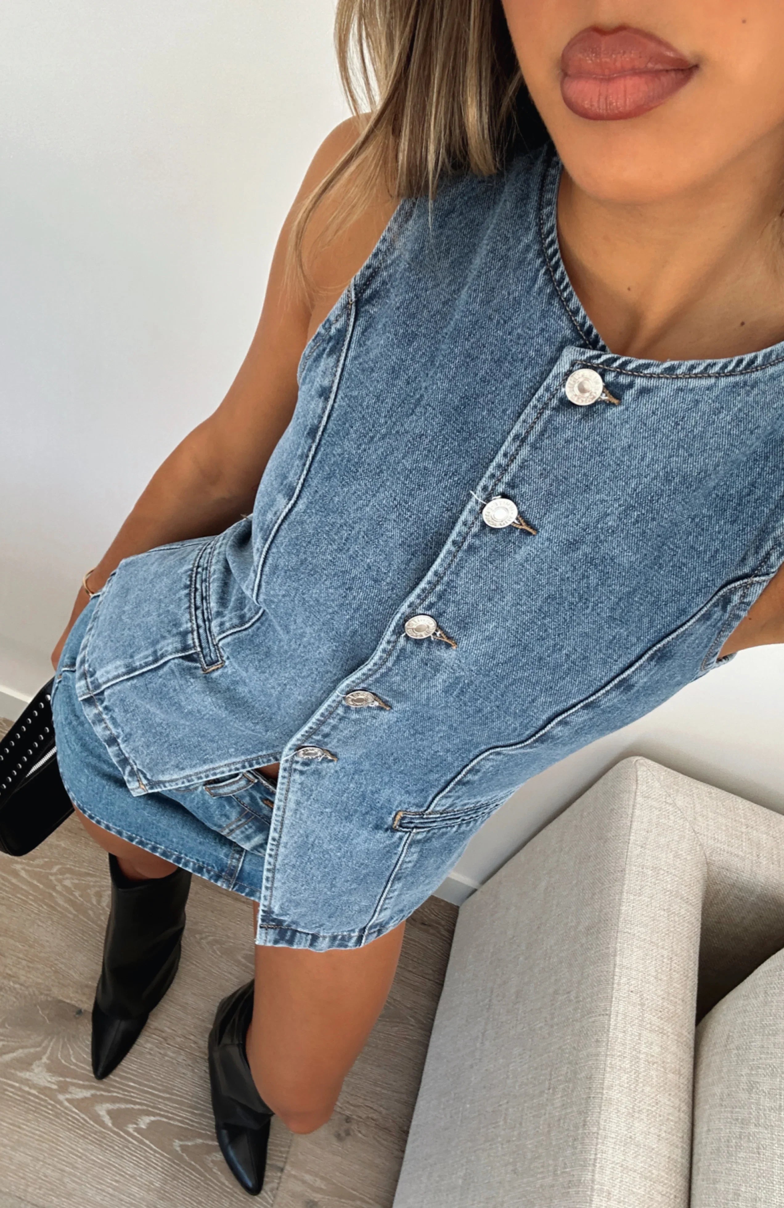 Ill Miss You Denim Top Admiral Blue