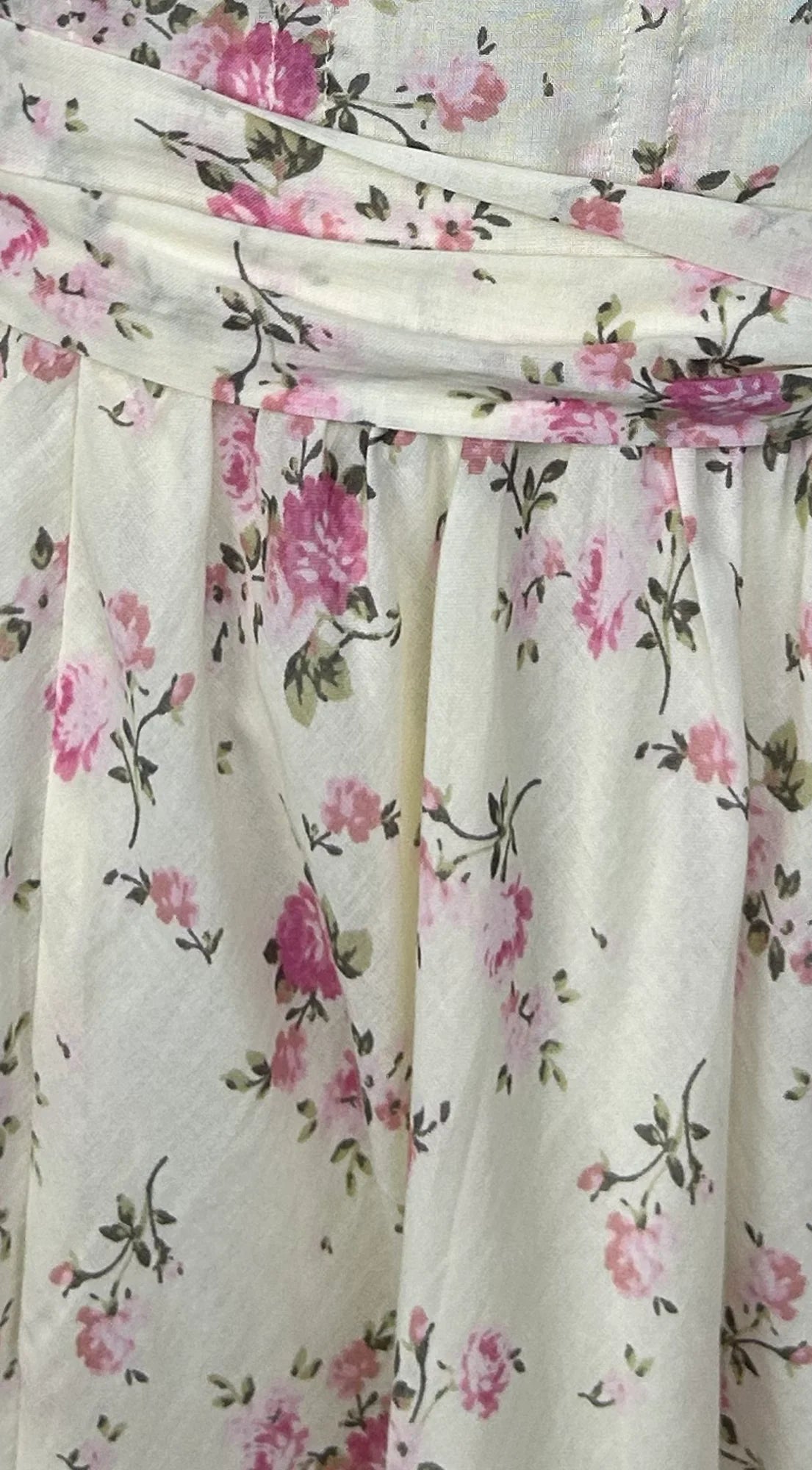 Florienne Floral Corset Flutter Midi Dress Ivory