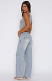 Athina Low Rise Wide Leg Jeans Light Blue