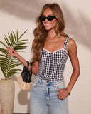 Coastal Picnic Gingham Print Corset Top