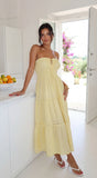 Sunbeam Tiered Lace Strapless Maxi Dress Butter Yellow