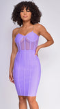Lorelei Purple Bandage Bustier Mesh Midi dress