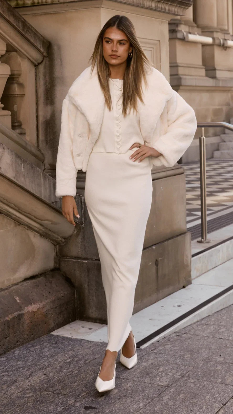 Xanthe Knit Maxi Skirt Cream
