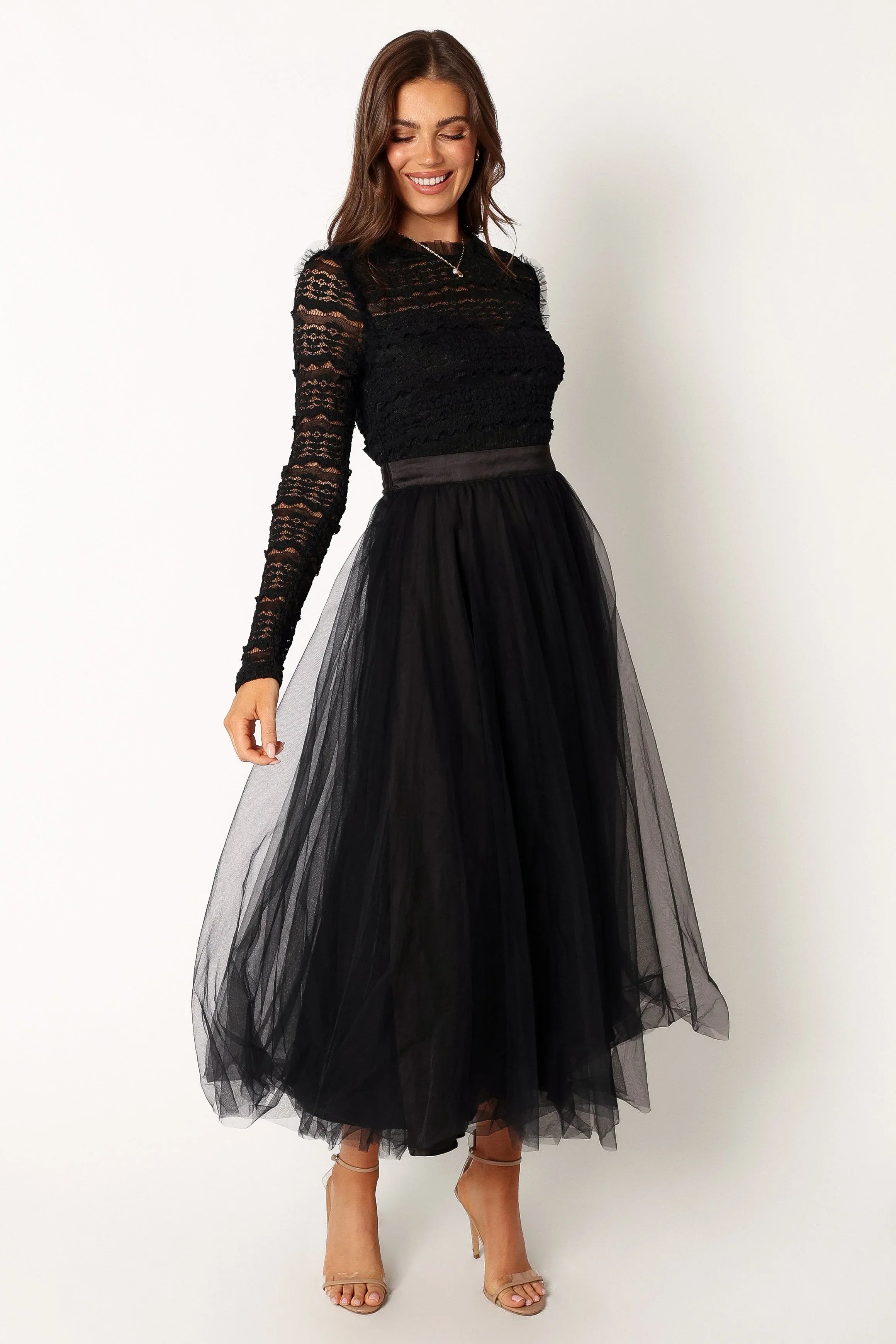 Pilla Long Sleeve Midi Dress Black