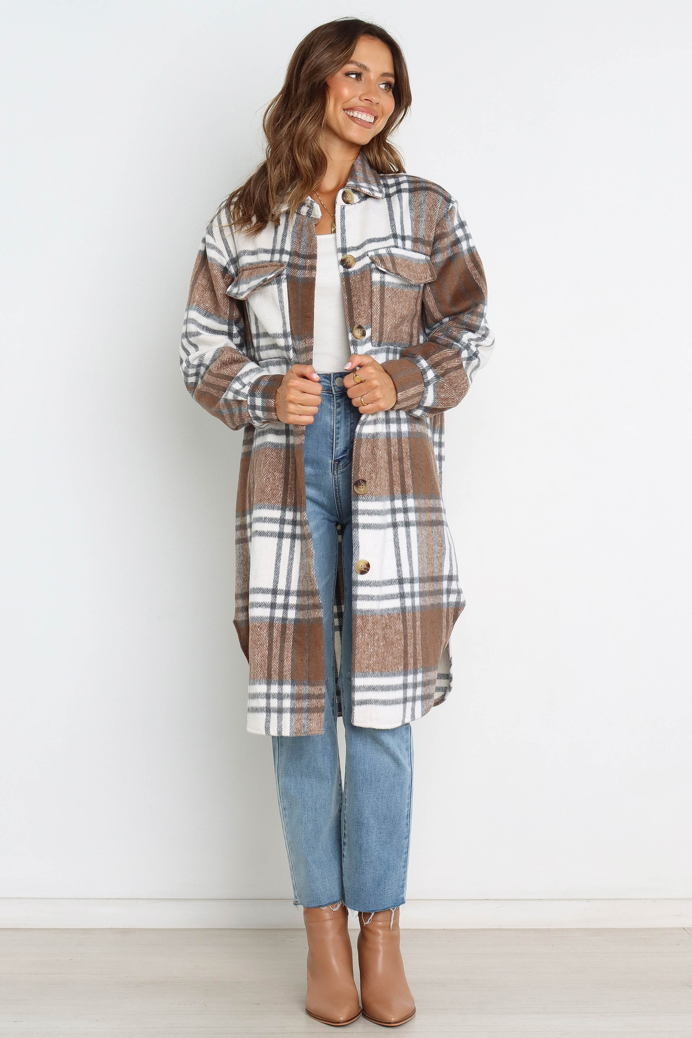 Dion Shacket Brown Check