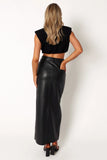 Jade Vegan Leather Column Skirt Black