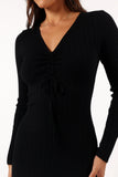Irene Long Sleeve Midi Dress Black