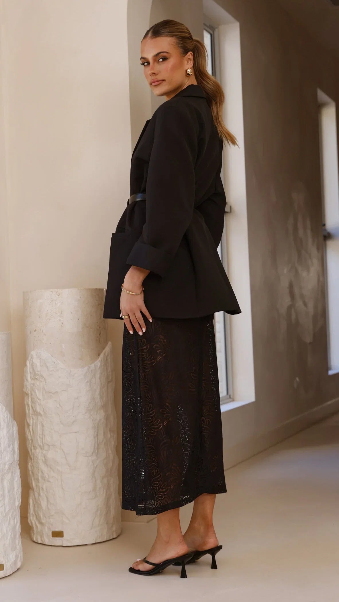 Louisa Lace Maxi Skirt Black