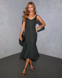 Indre Tweed Embellished Trim Fishtail Midi Dress
