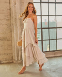 Desert Ember Tiered Halter Neck Maxi Dress