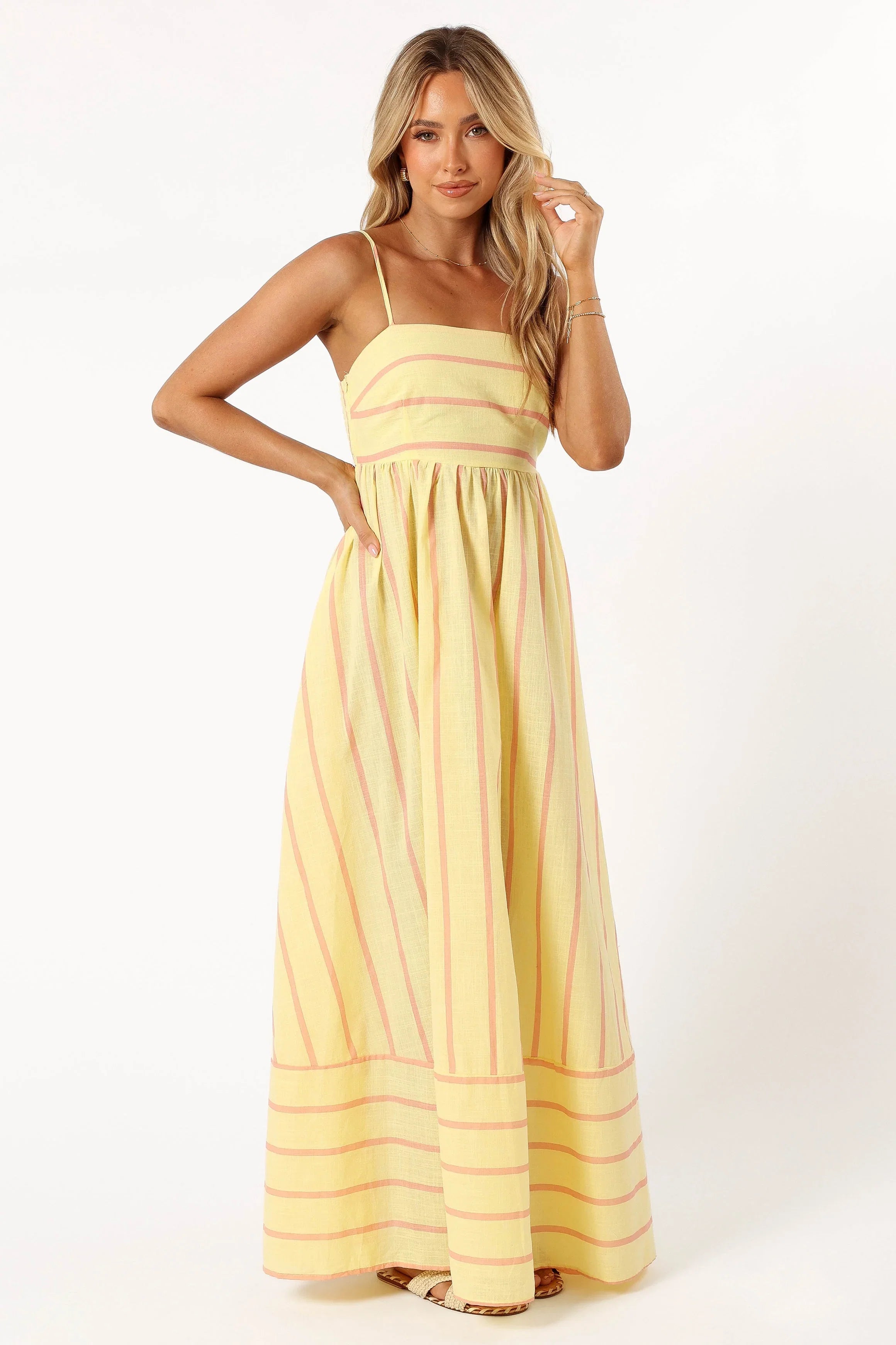 Pixie Maxi Dress Yellow Pink Stripe