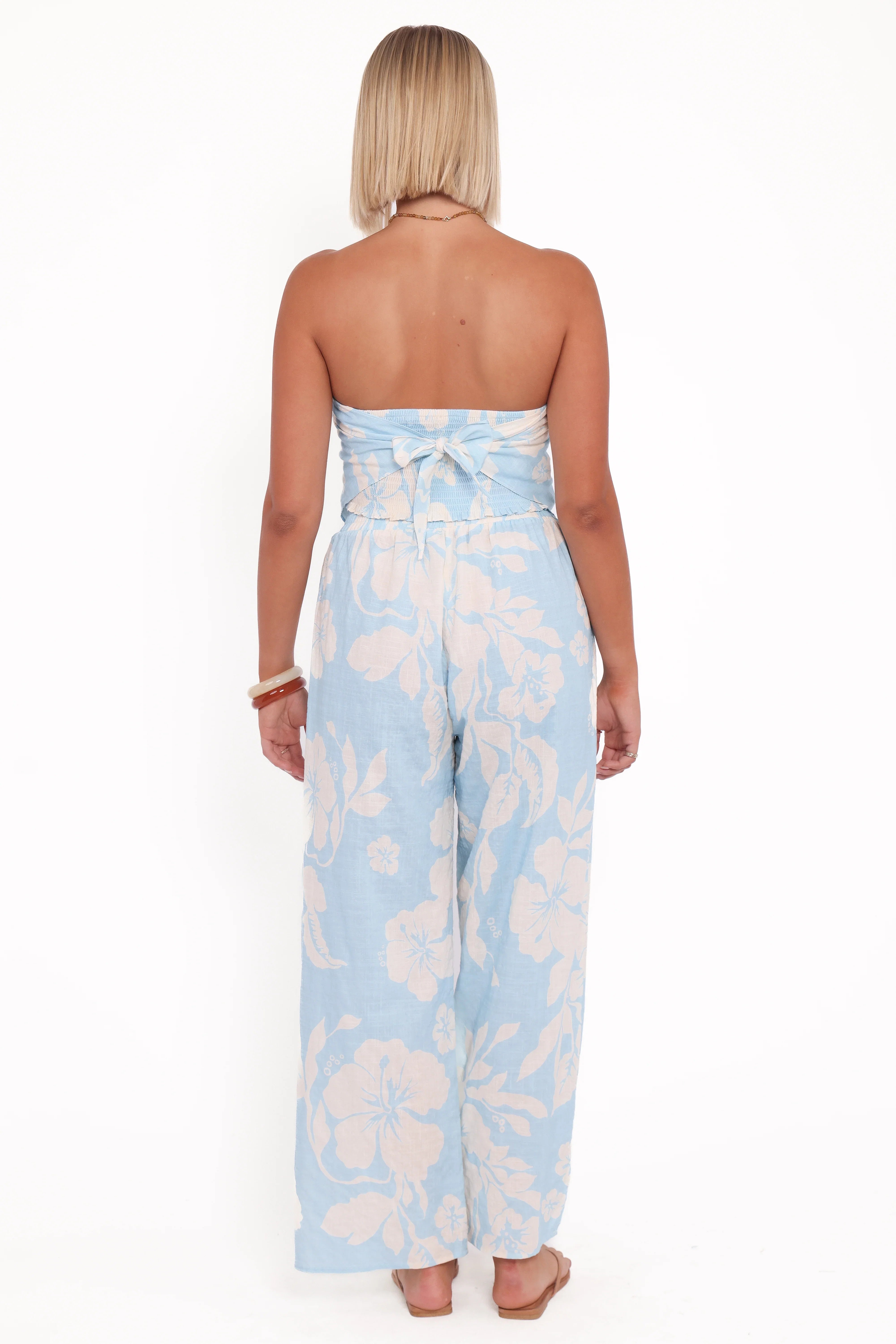 Lourdes Wide Leg Pant Blue Hibiscus