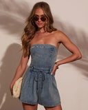 Omara Strapless Denim Romper