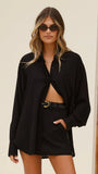 Charla Button Up Top Black
