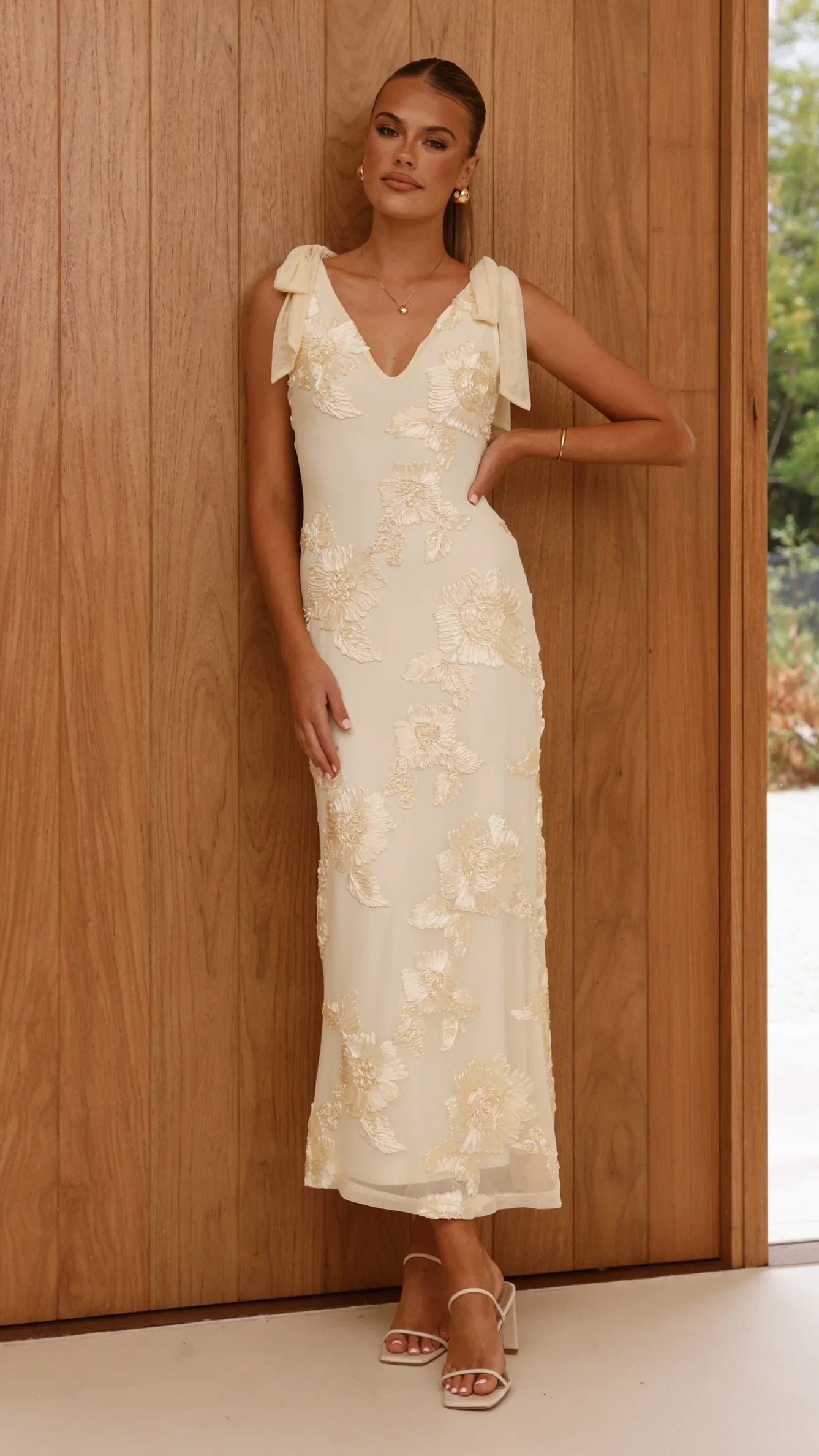 Usha Tie Strap Maxi Dress Yellow