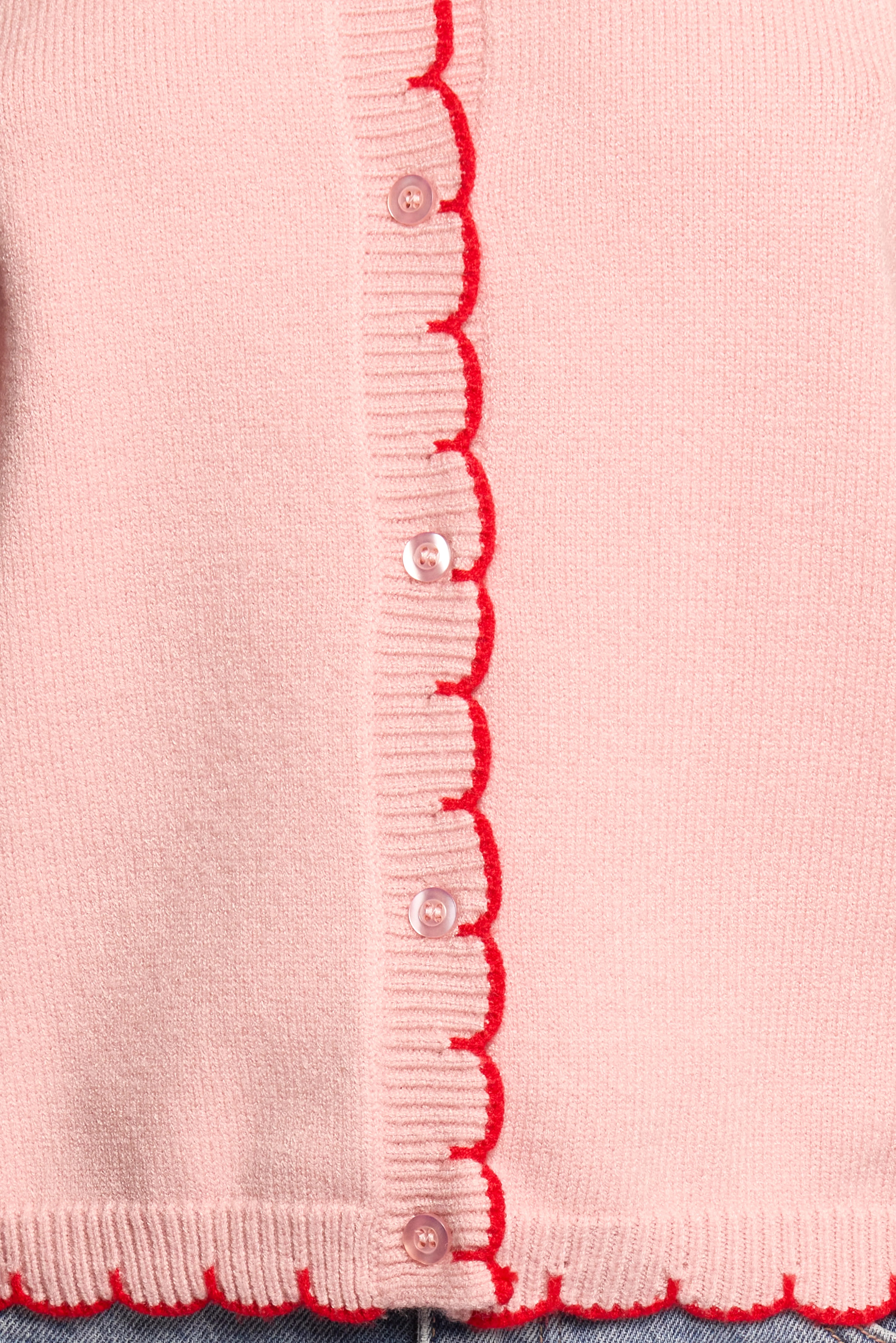 Payton Scallop Cardigan Pink Red