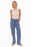 Kendall Straight Leg Jeans Embroidery Medium Wash