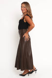 Haelee Faux Leather Skirt Brown