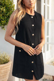 Velvette Mini Button Down Dress Black