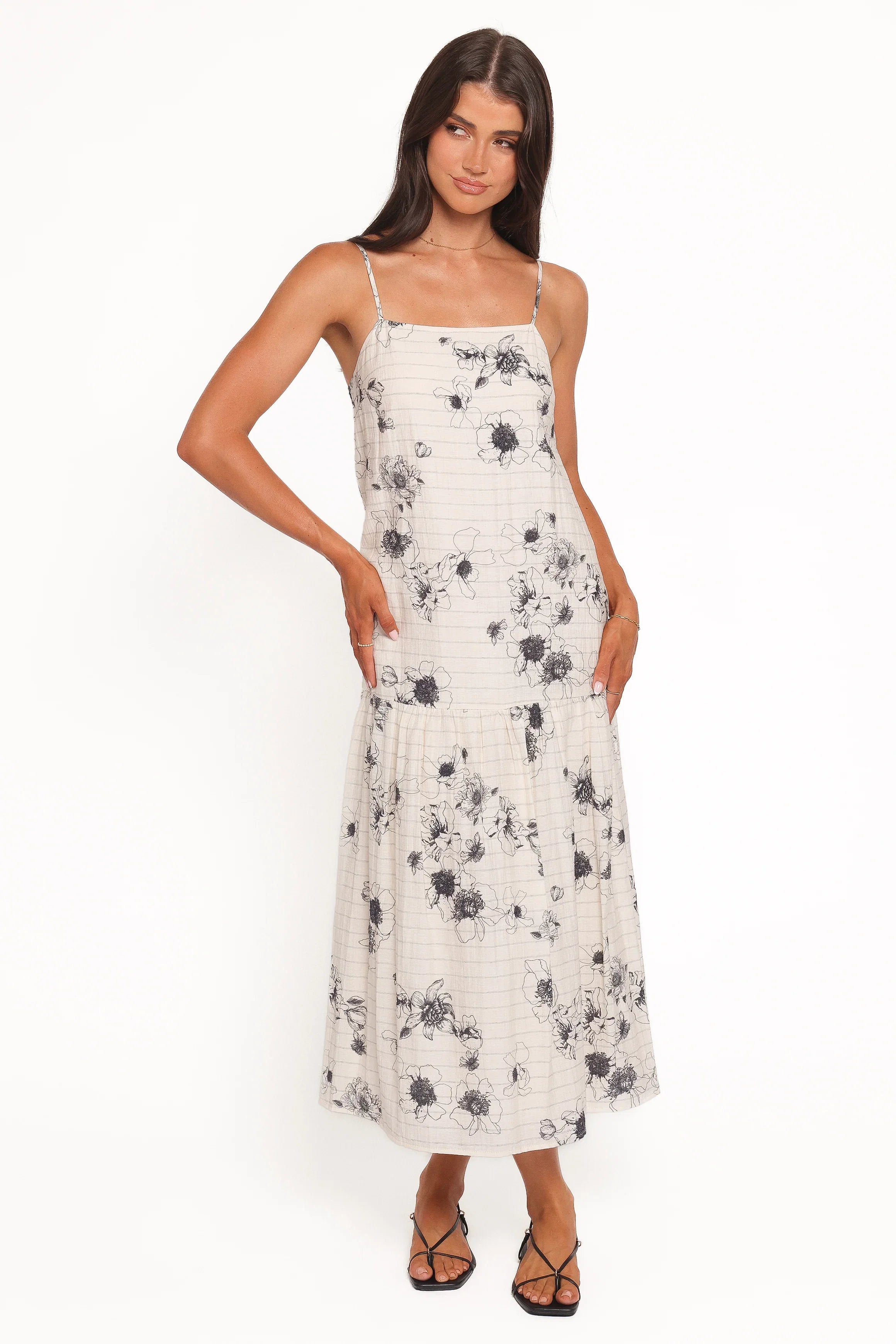 Martine Maxi Dress Black Ivory Floral