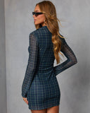 Ramele Mesh Plaid Mini Shirt Dress
