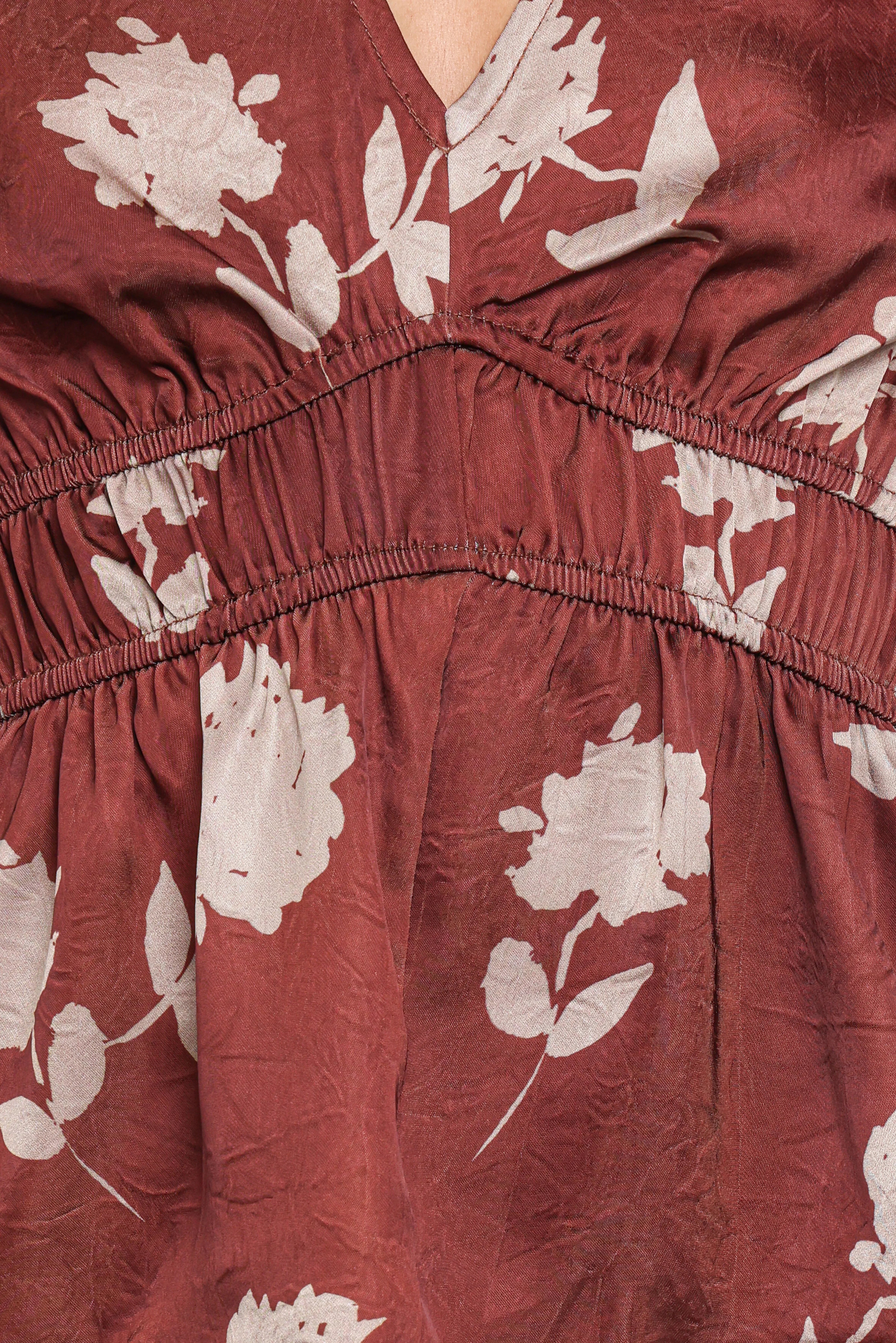 Griffin Peplum Blouse Brown Floral