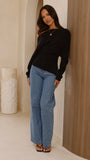 Eleora Long Sleeve Asymmetrical Top Black