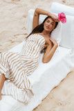Kim Halter Maxi Dress Tan Stripe