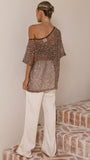 Zinnie Sequins Off Shoulder Top Mocha