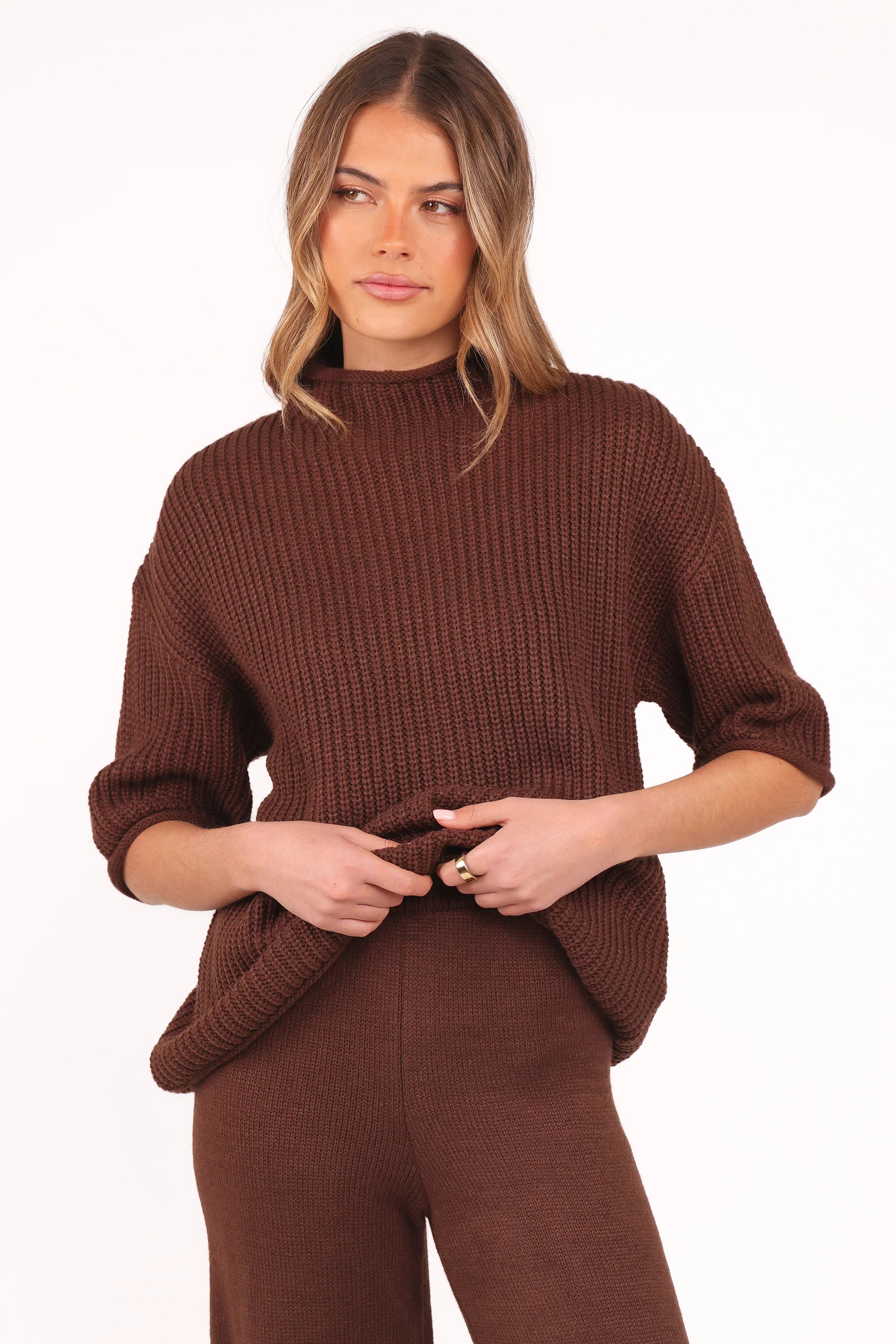 Remii Knit Pant Set Chocolate