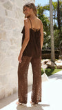 Yvette Top and Lace Pants Set Chocolate