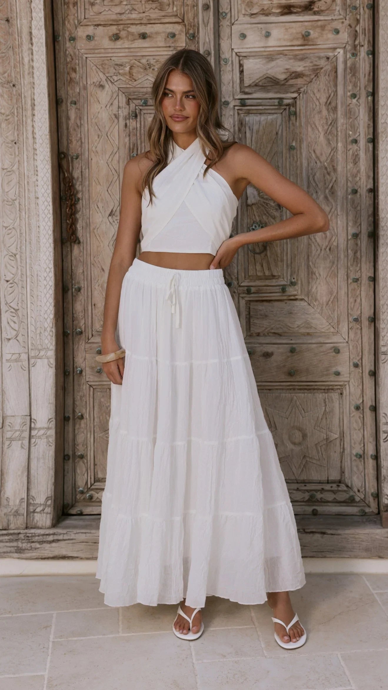 Cartier Tiered Maxi Skirt White