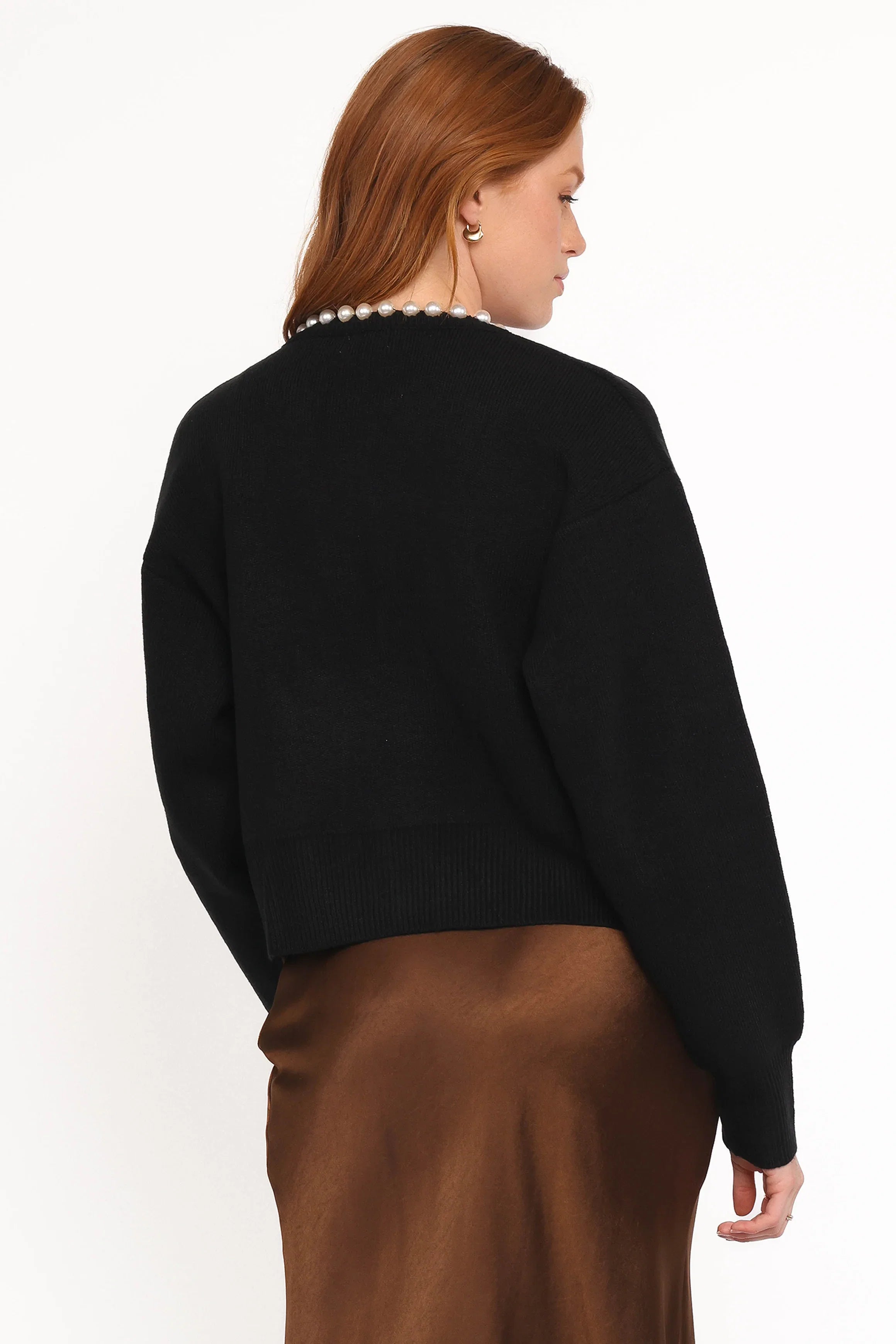 Bloom Pearl Knit Cardigan Black