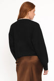 Bloom Pearl Knit Cardigan Black