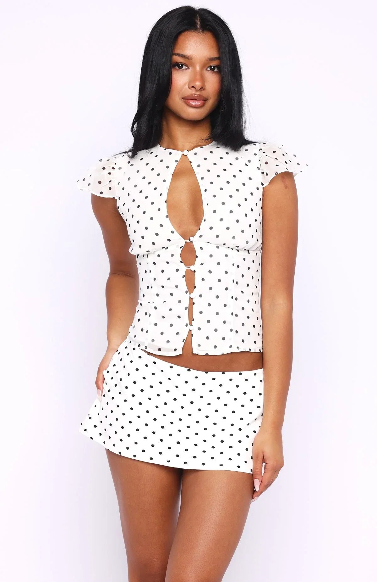 Choose Wisely Mini Skort White Black Polka Dot