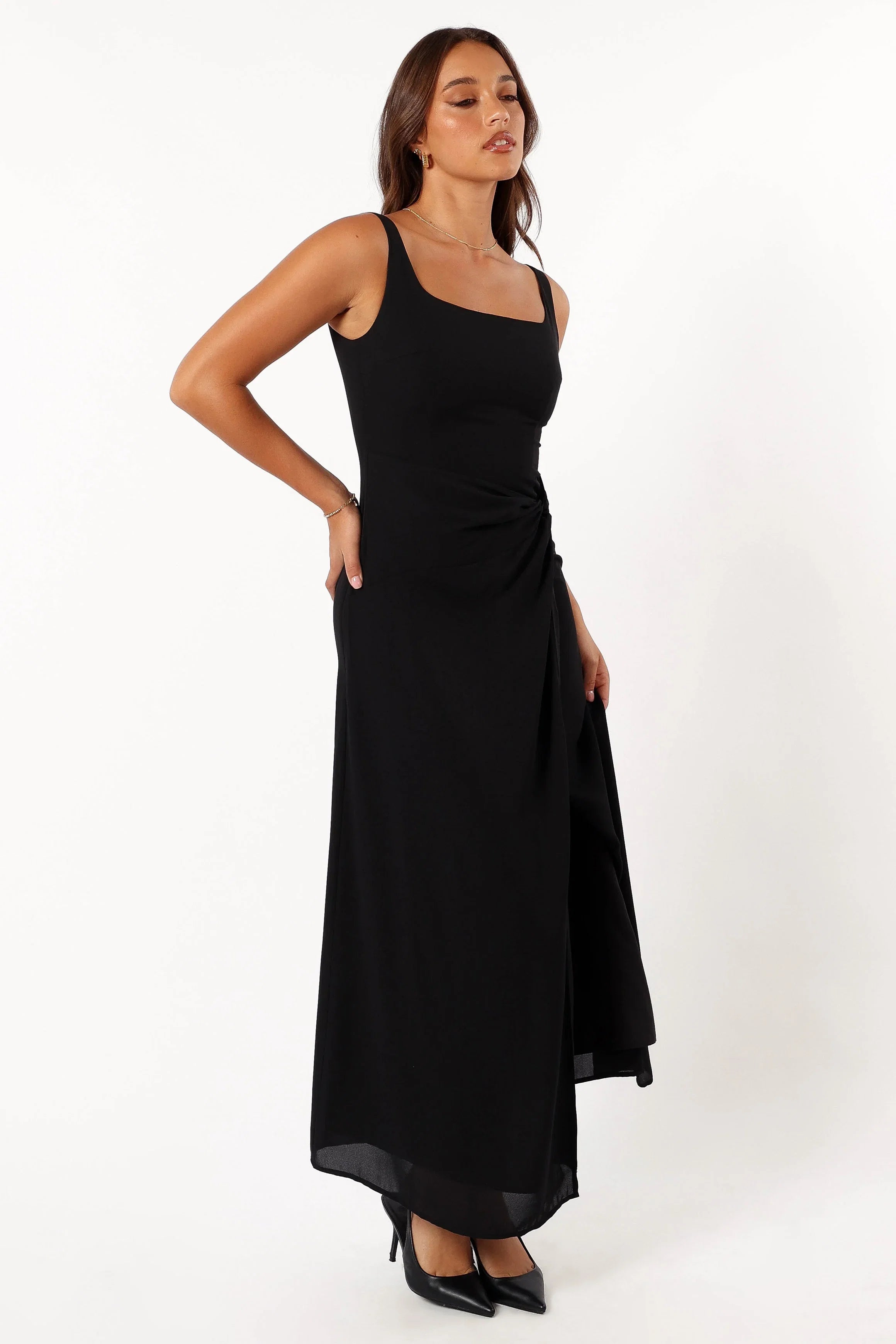 Nadea Faux Wrap Maxi Dress Black