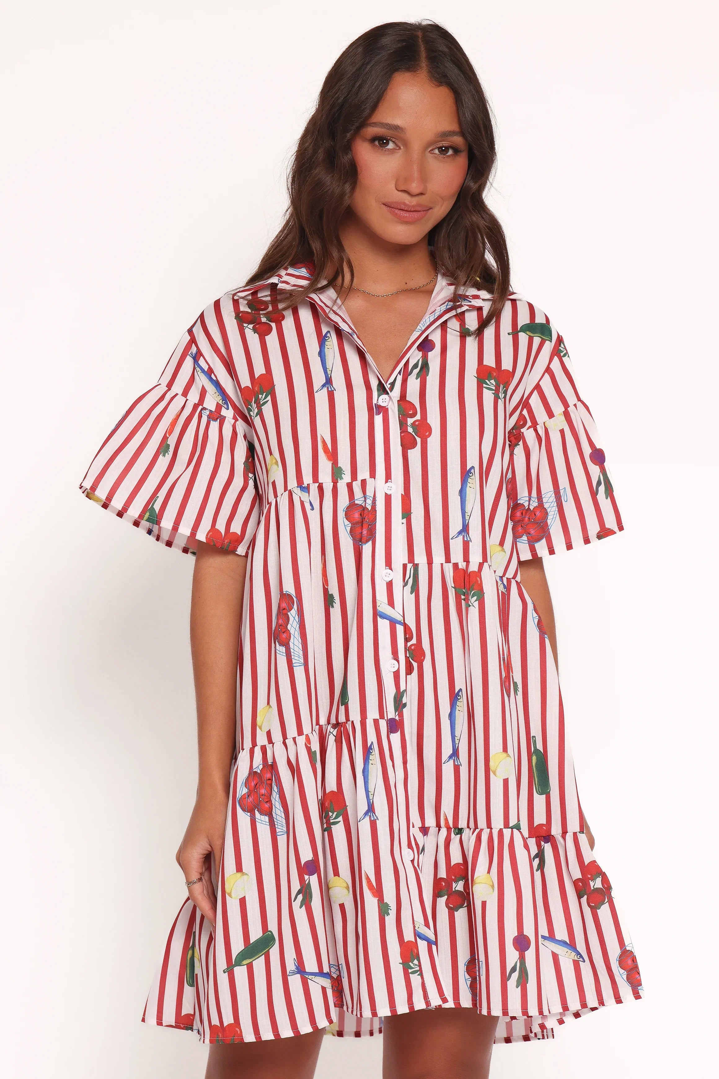 Peachy Mini Dress Red Picnic Stripe
