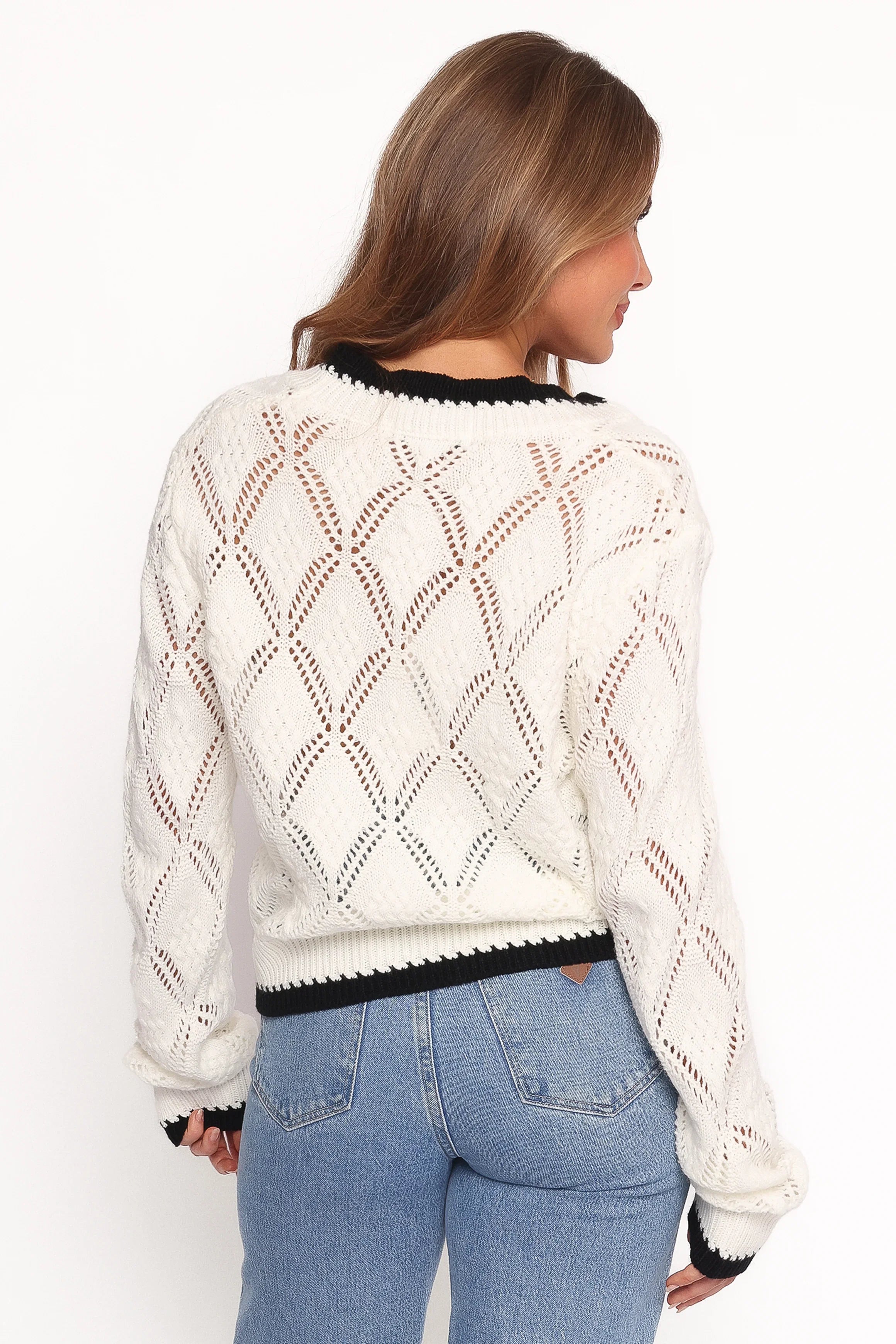 Lainy Bow Tie Font Cardigan Cream