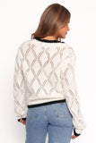 Lainy Bow Tie Font Cardigan Cream