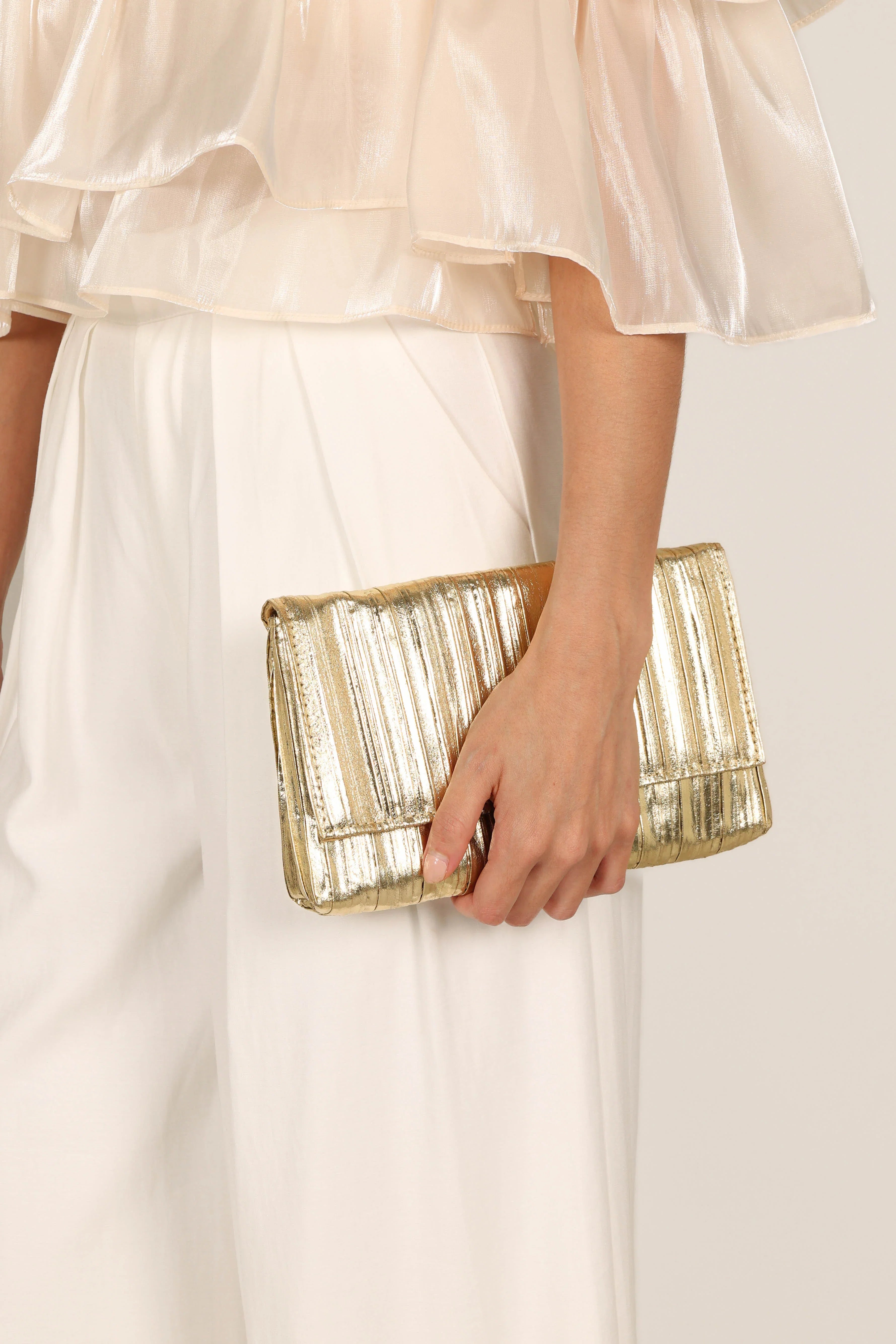 Gemma Ruched Clutch Gold