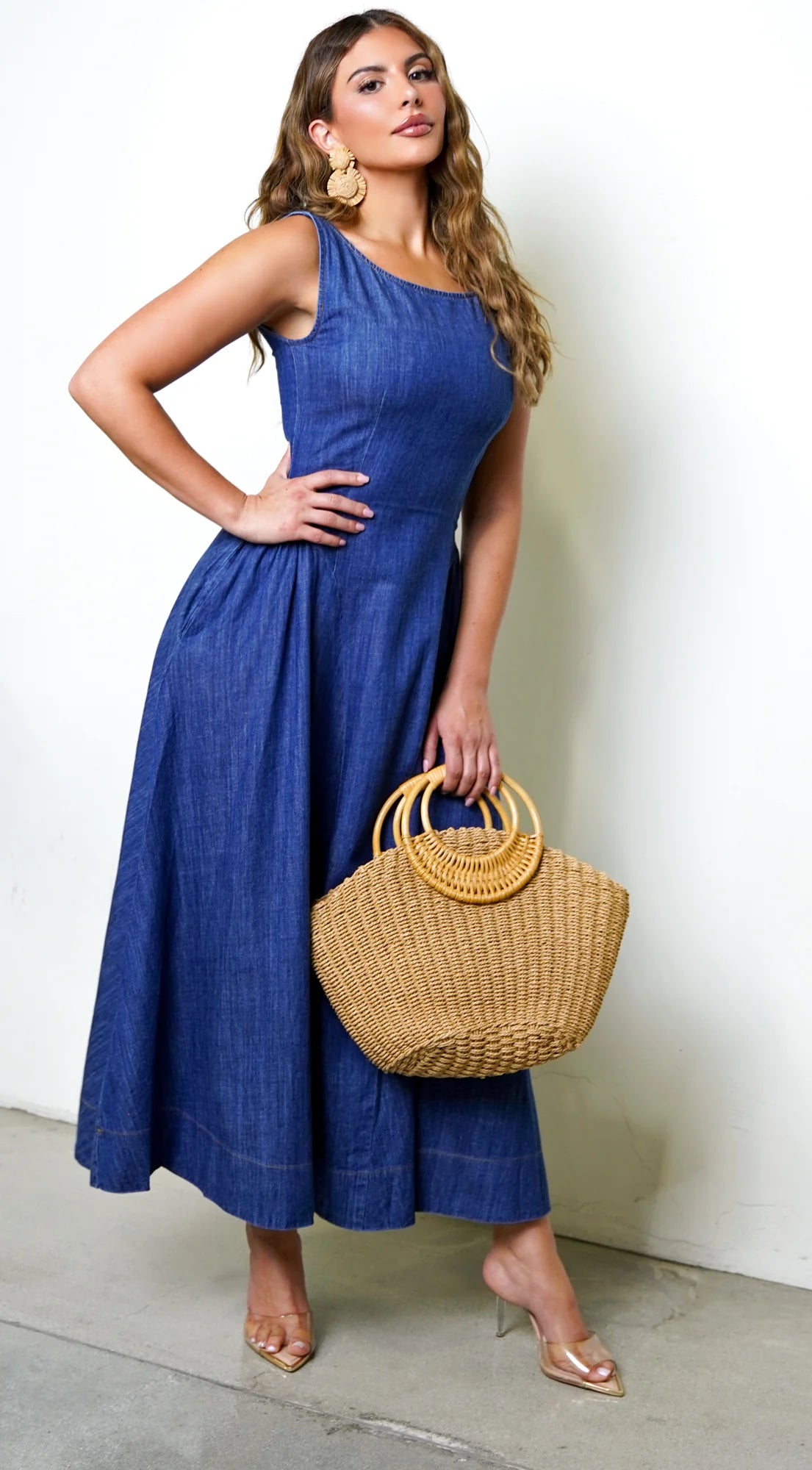 Rim Denim Maxi Dress Blue
