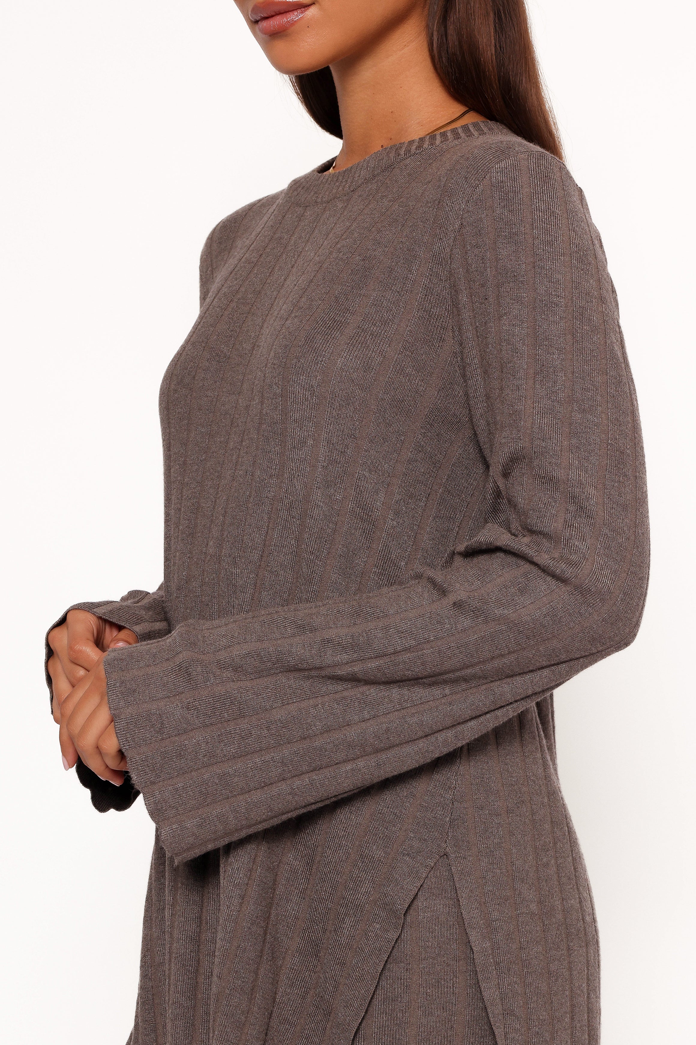 Silvie Long Sleeve Knitted Set Charcoal Grey